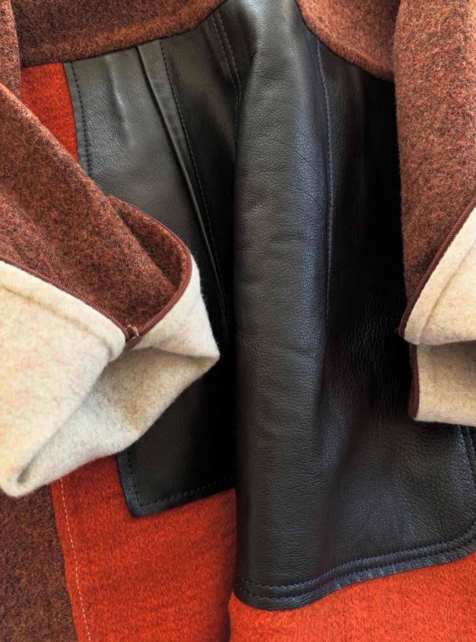 Leather Patched Wool Dress