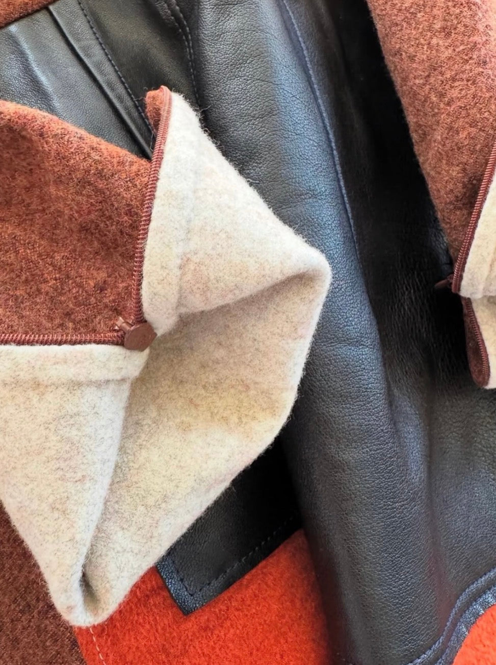Leather Patched Wool Dress