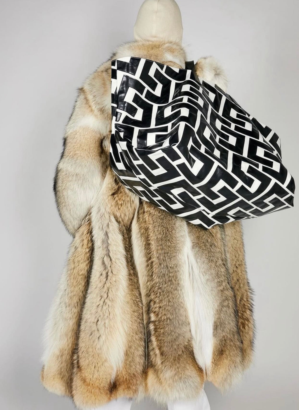 Coyote Fur Coat with "Eyelash" Art Print