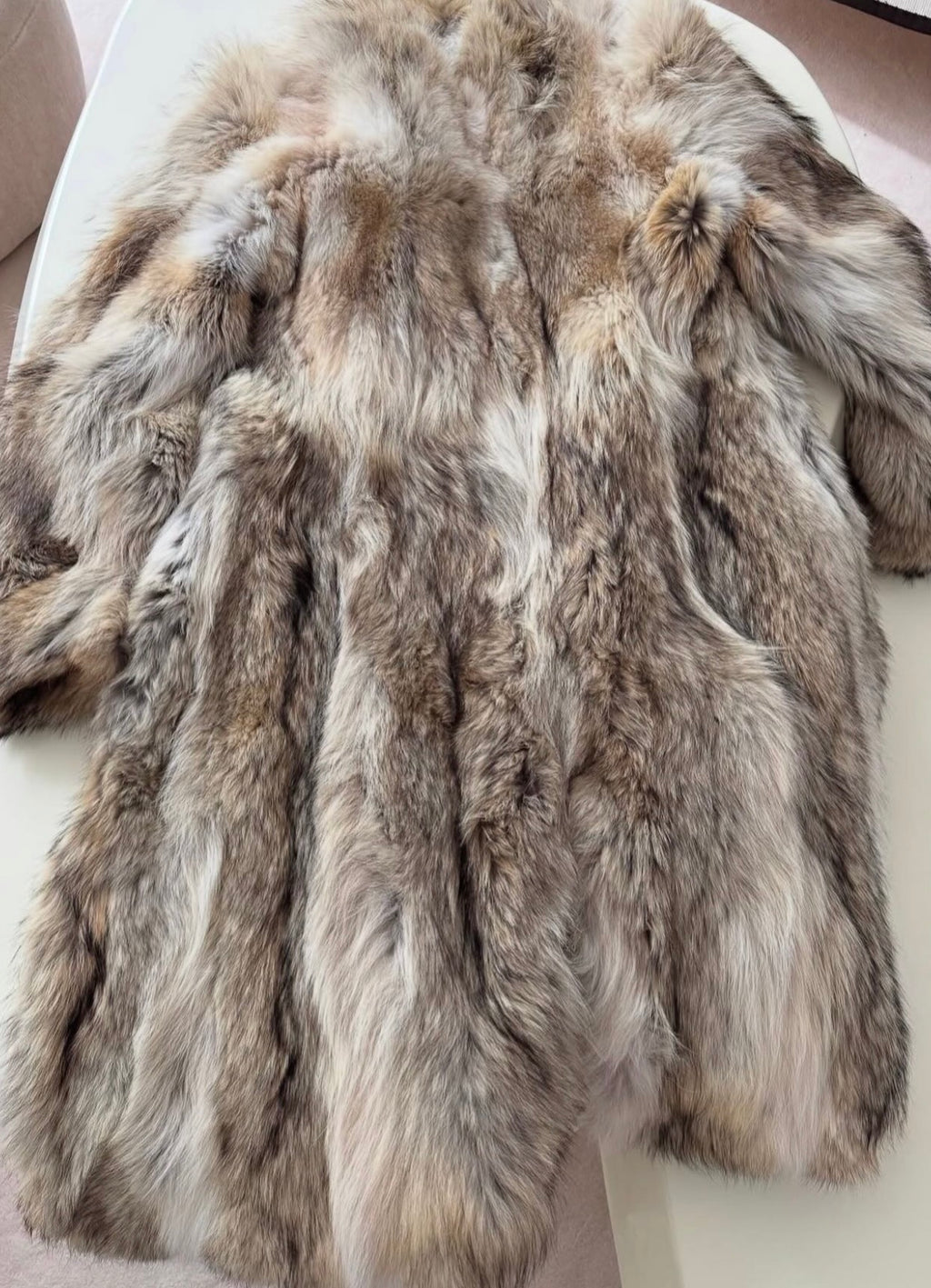 Coyote Fur Coat with "Eyelash" Art Print