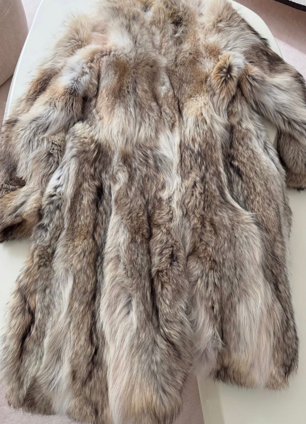 Coyote Fur Coat with "Eyelash" Art Print
