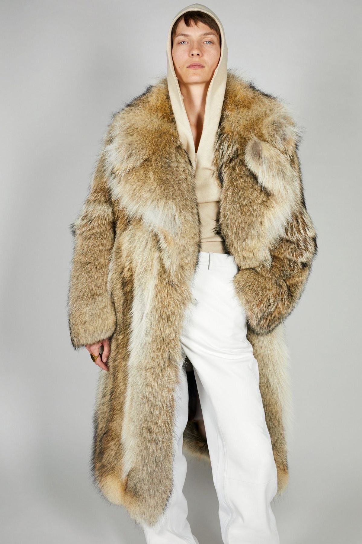 Coyote Fur Coat with "Eyelash" Art Print