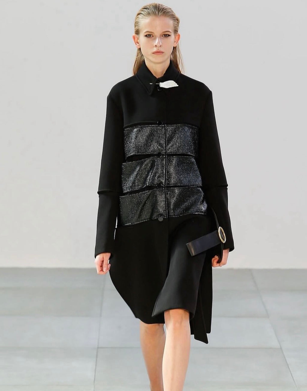 Silver Buckle Glossy Panel Coat