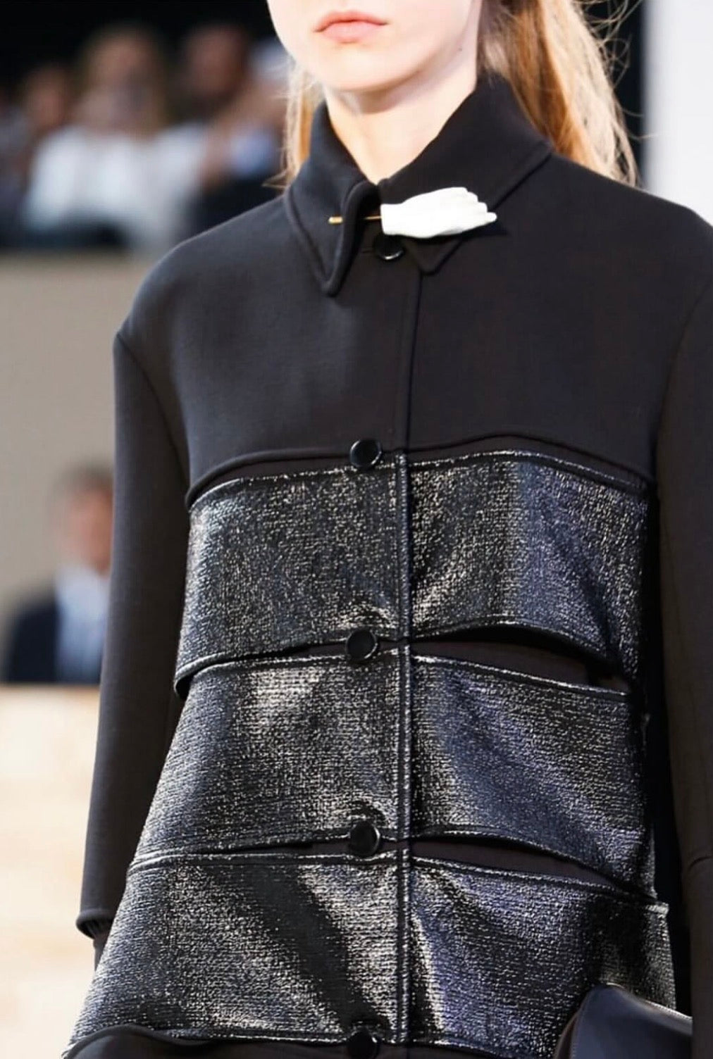 Silver Buckle Glossy Panel Coat
