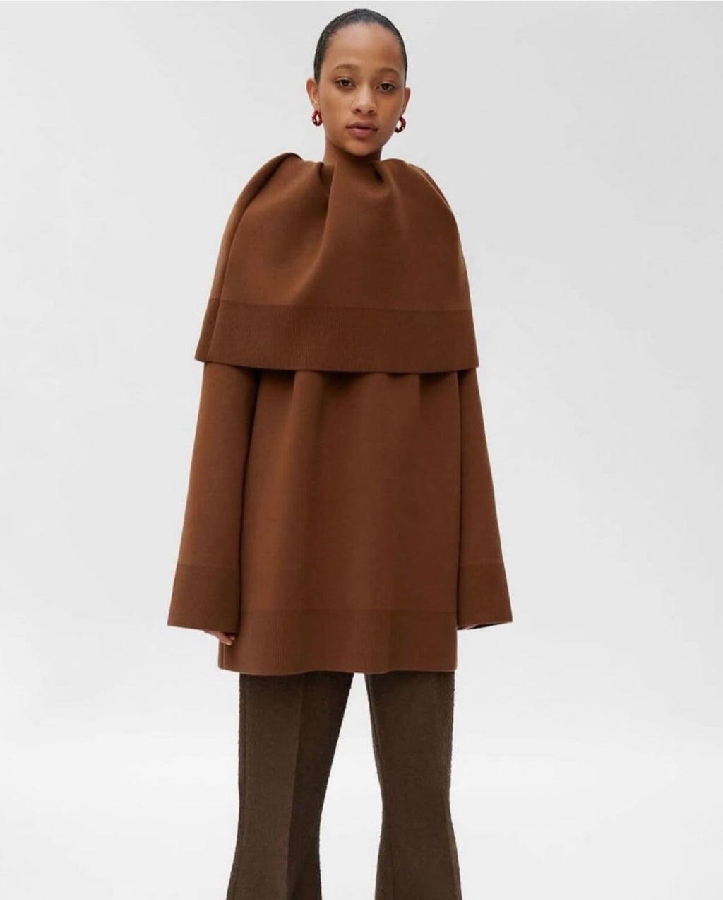 The Brown Collar Cape Top