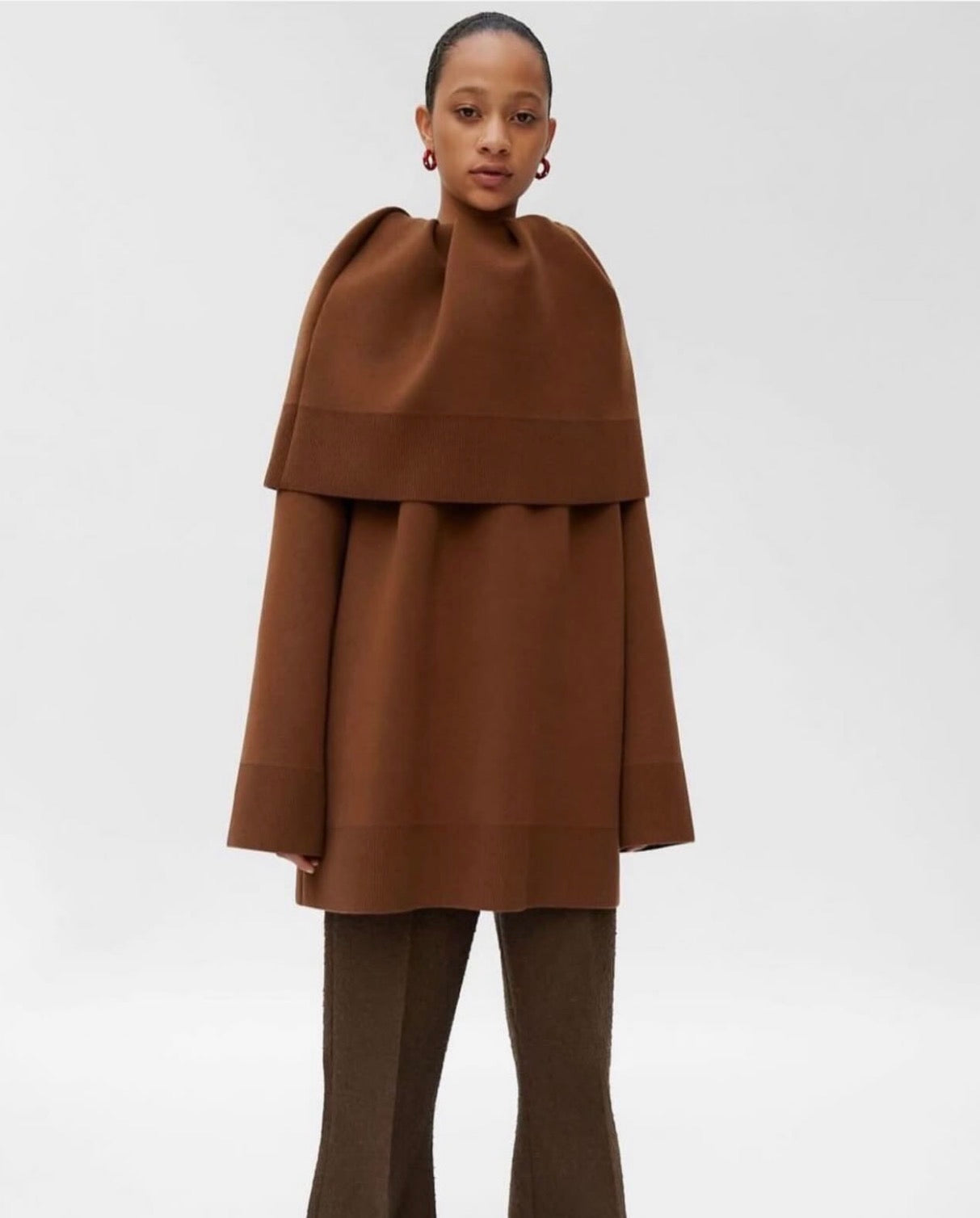 The Brown Collar Cape Top