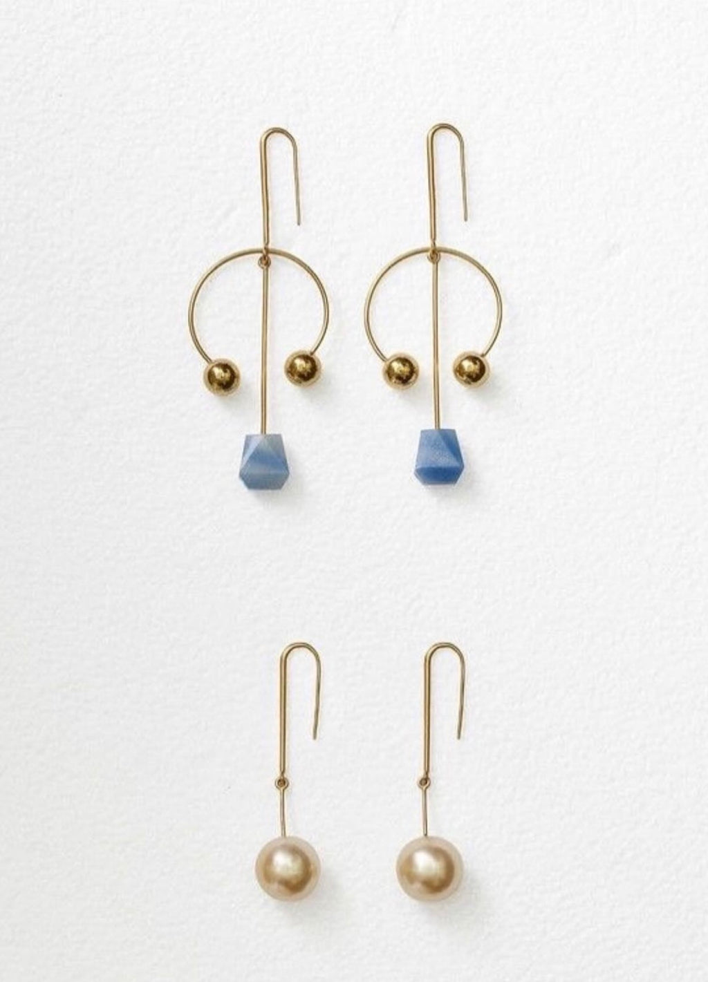 Modernist Earrings with Quartz Gemstones
