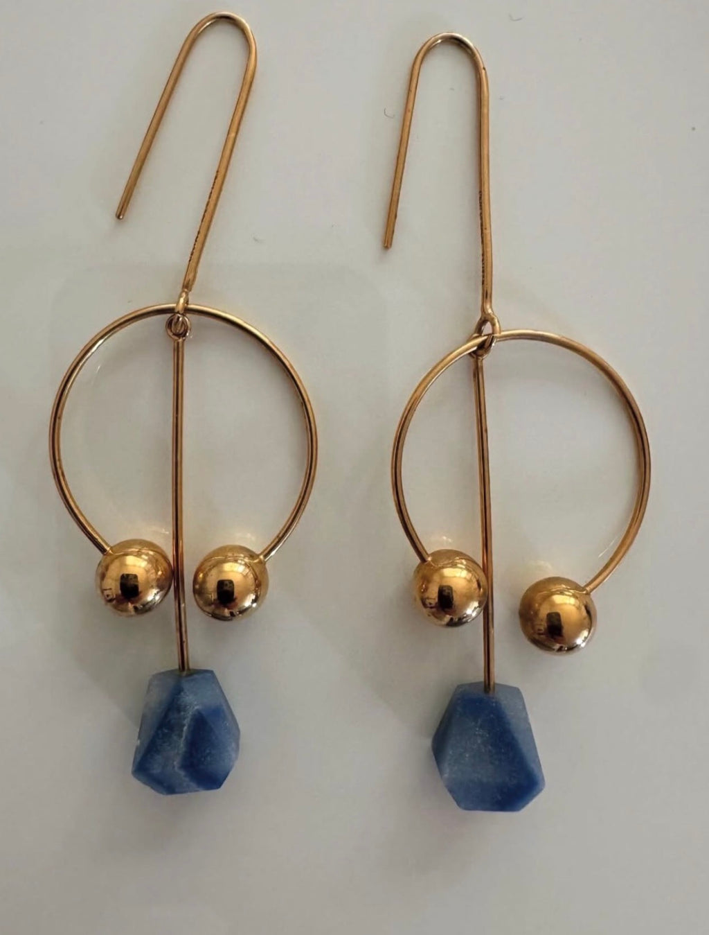 Modernist Earrings with Quartz Gemstones