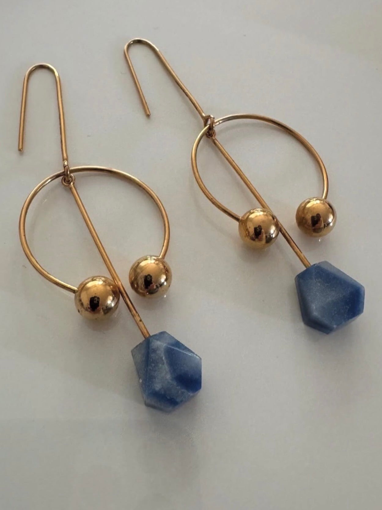 Modernist Earrings with Quartz Gemstones