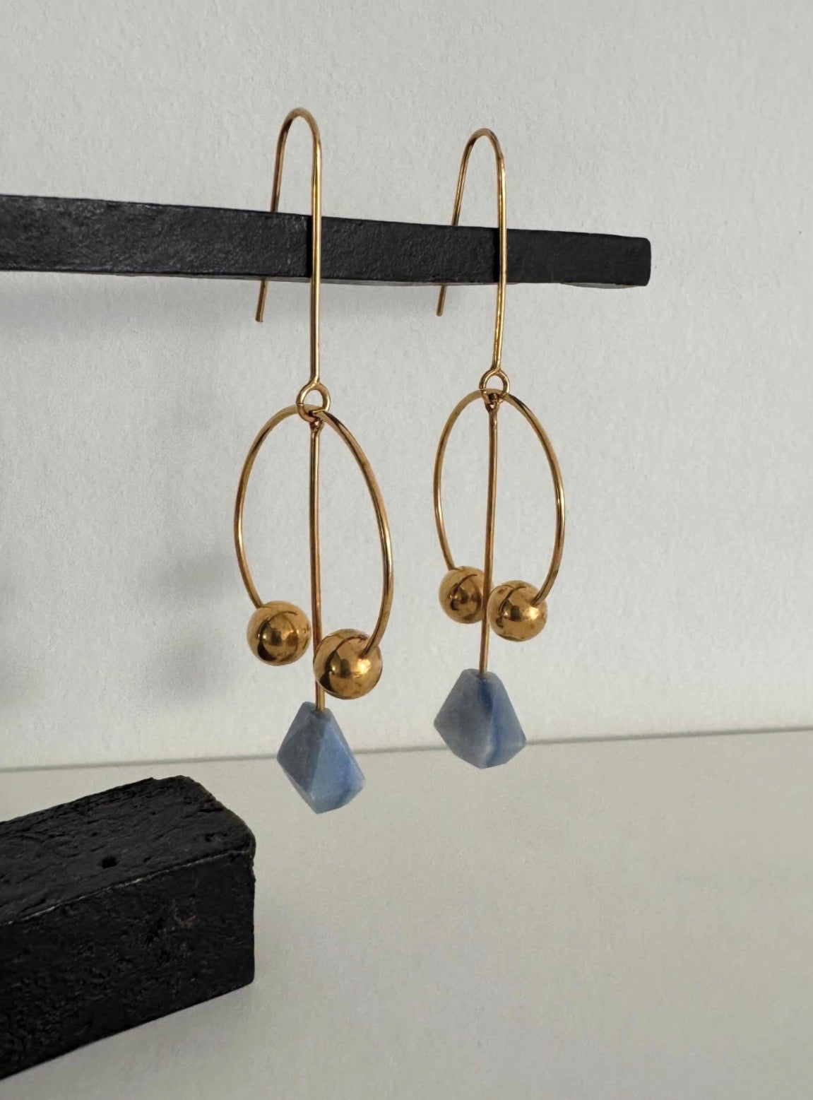 Modernist Earrings with Quartz Gemstones