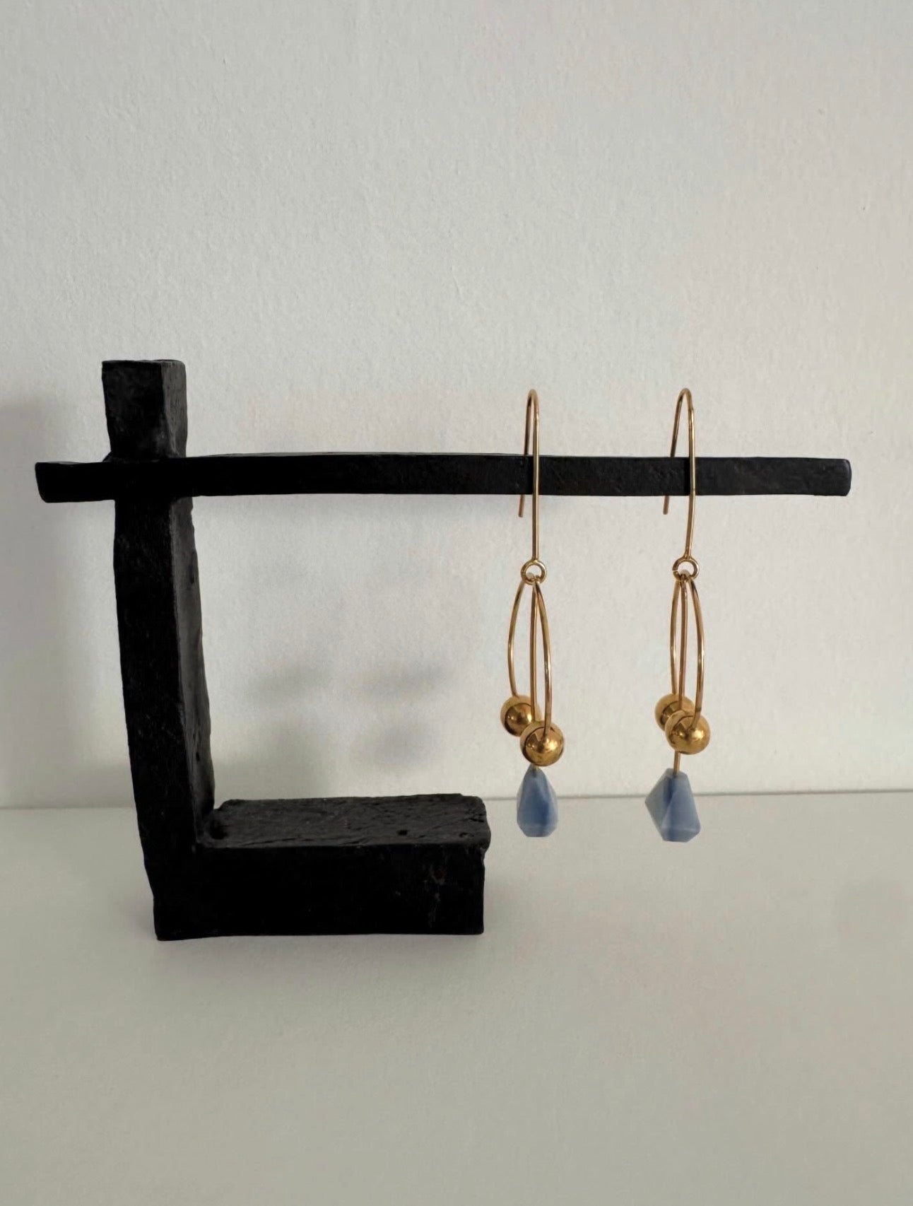 Modernist Earrings with Quartz Gemstones