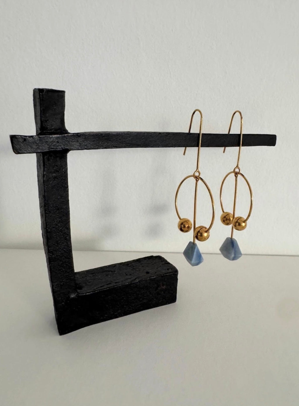 Modernist Earrings with Quartz Gemstones