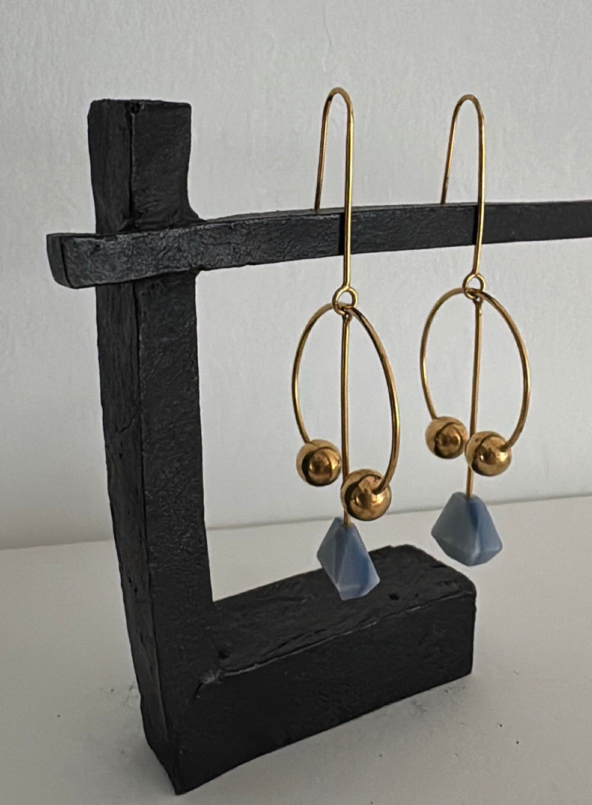 Modernist Earrings with Quartz Gemstones