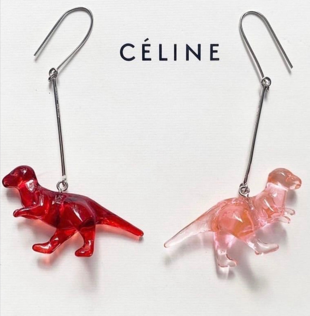 The Toy Dinosaur Earrings in Pink & Red