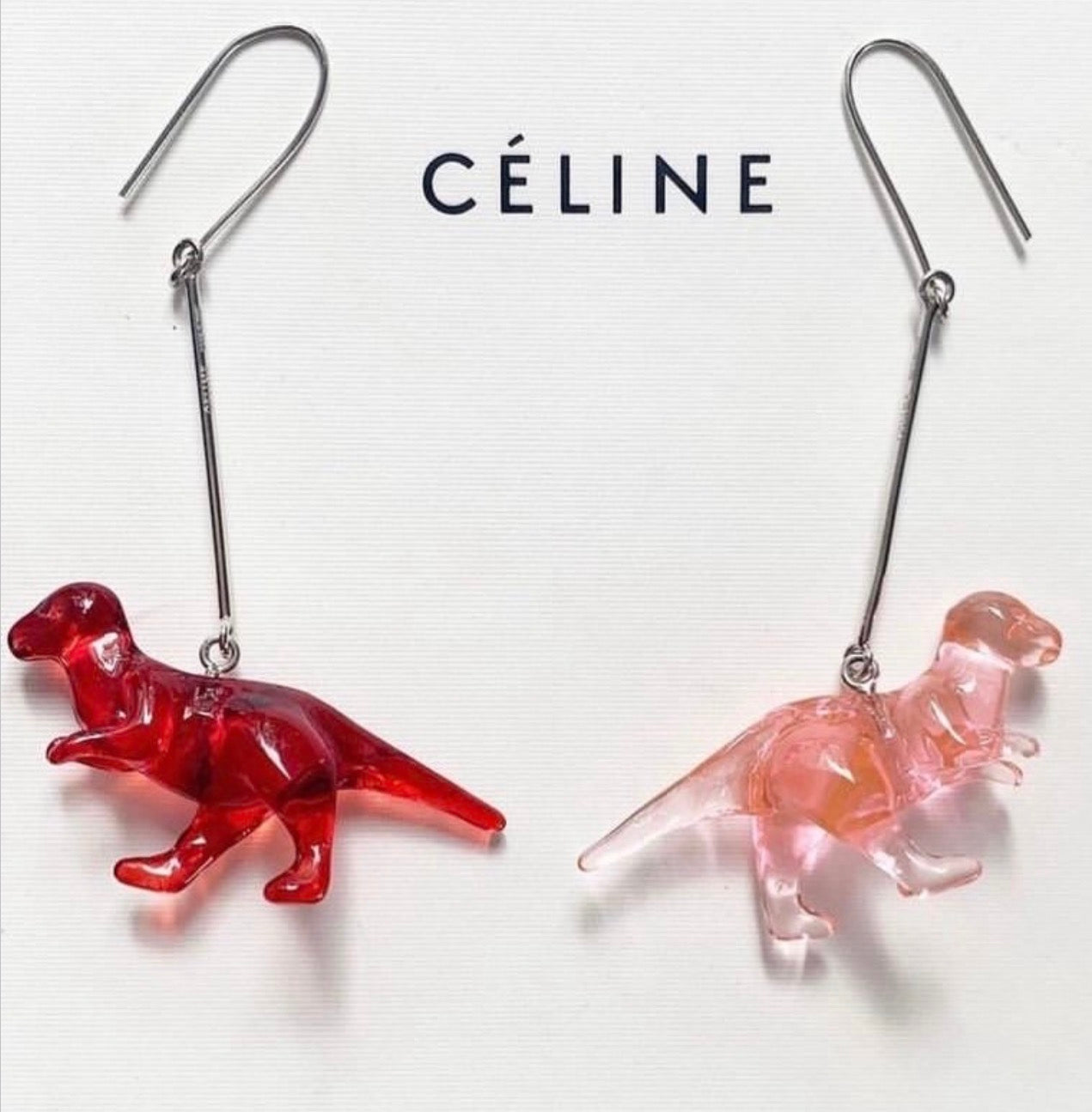 The Toy Dinosaur Earrings in Pink & Red
