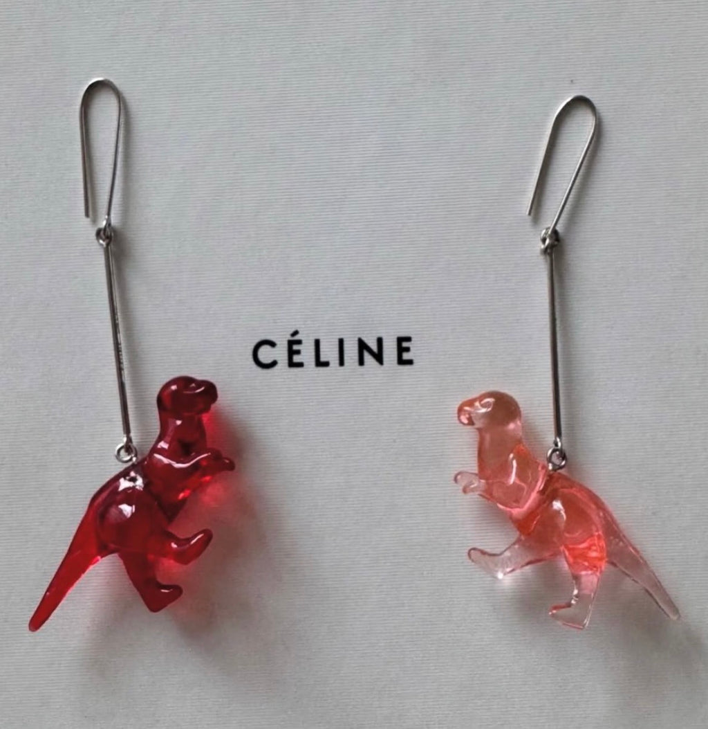 The Toy Dinosaur Earrings in Pink & Red