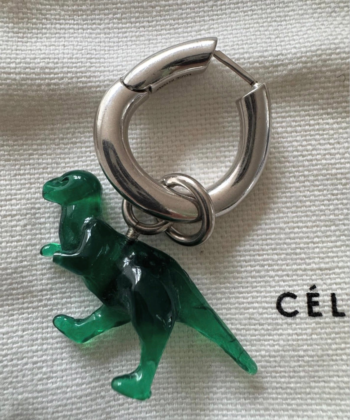 The Toy Small Dinosaur Earrings in Blue And Green Resin