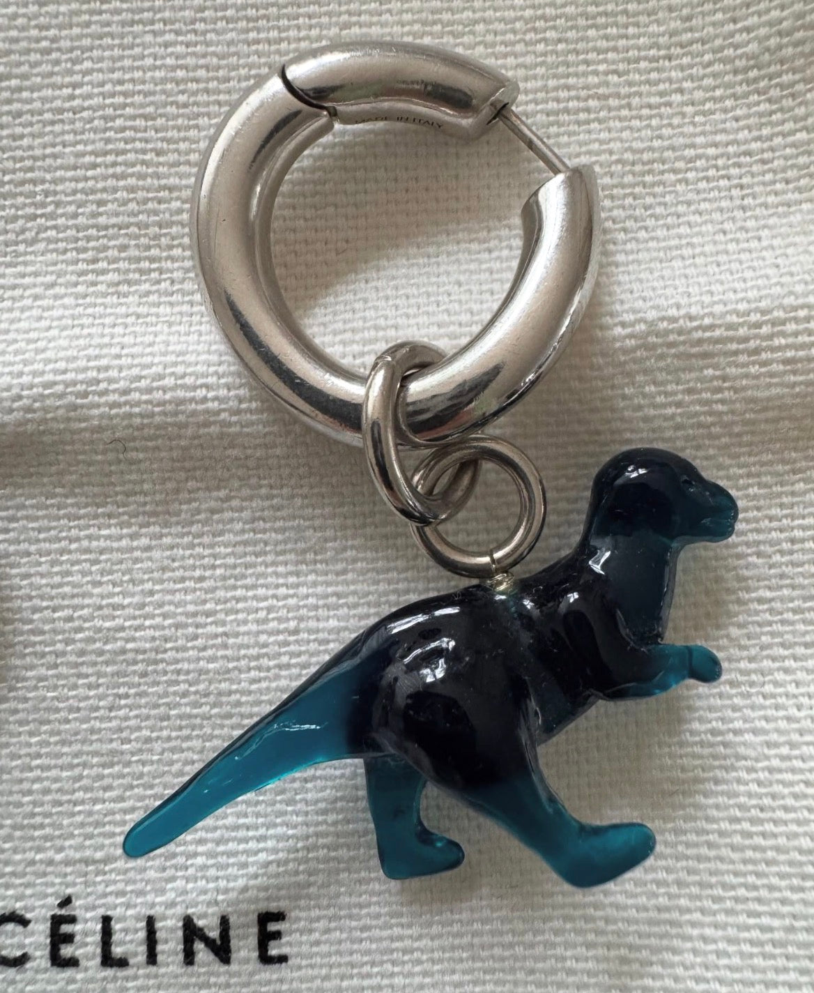 The Toy Small Dinosaur Earrings in Blue And Green Resin