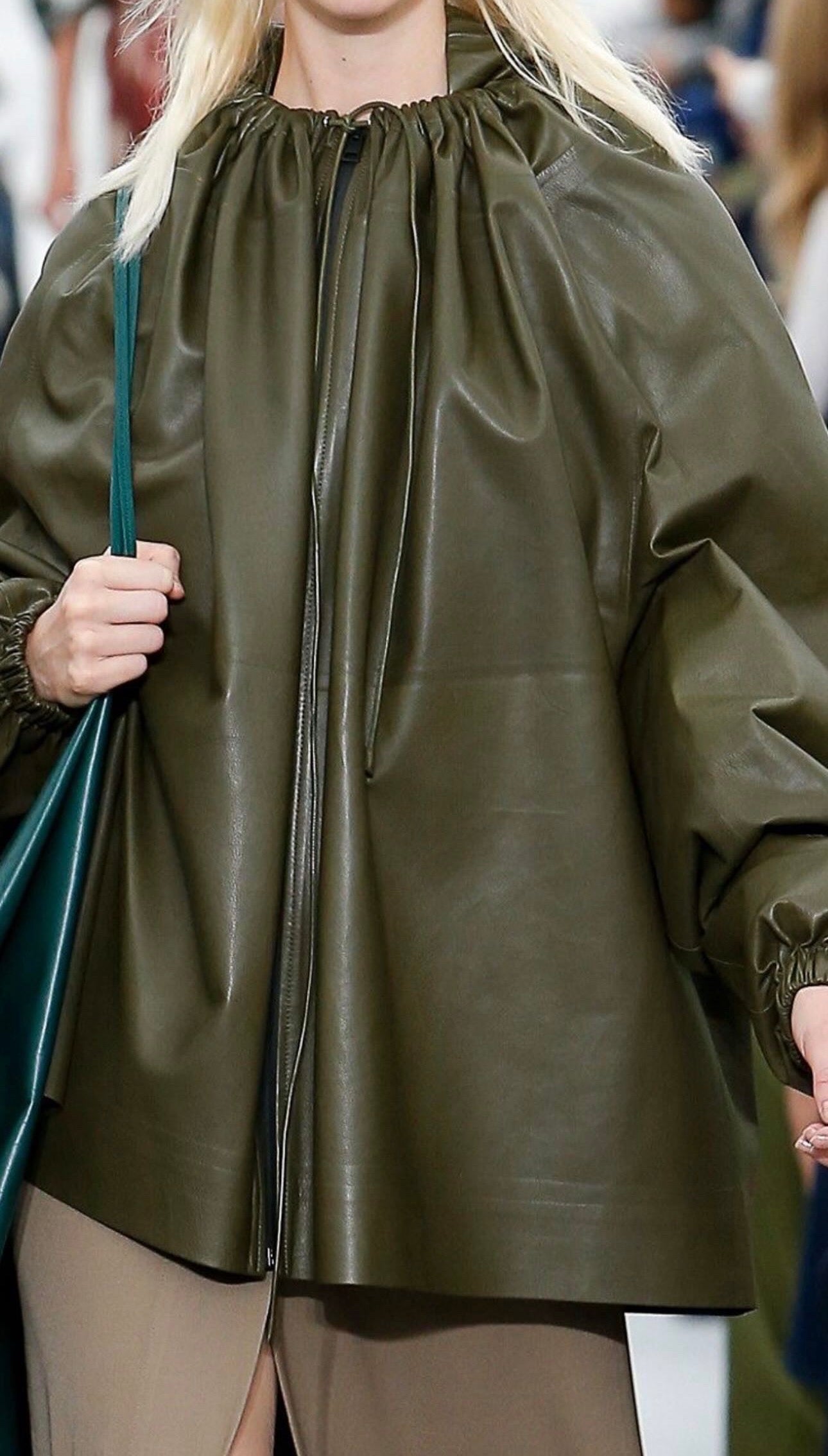 Hooded Leather Cape Jacket