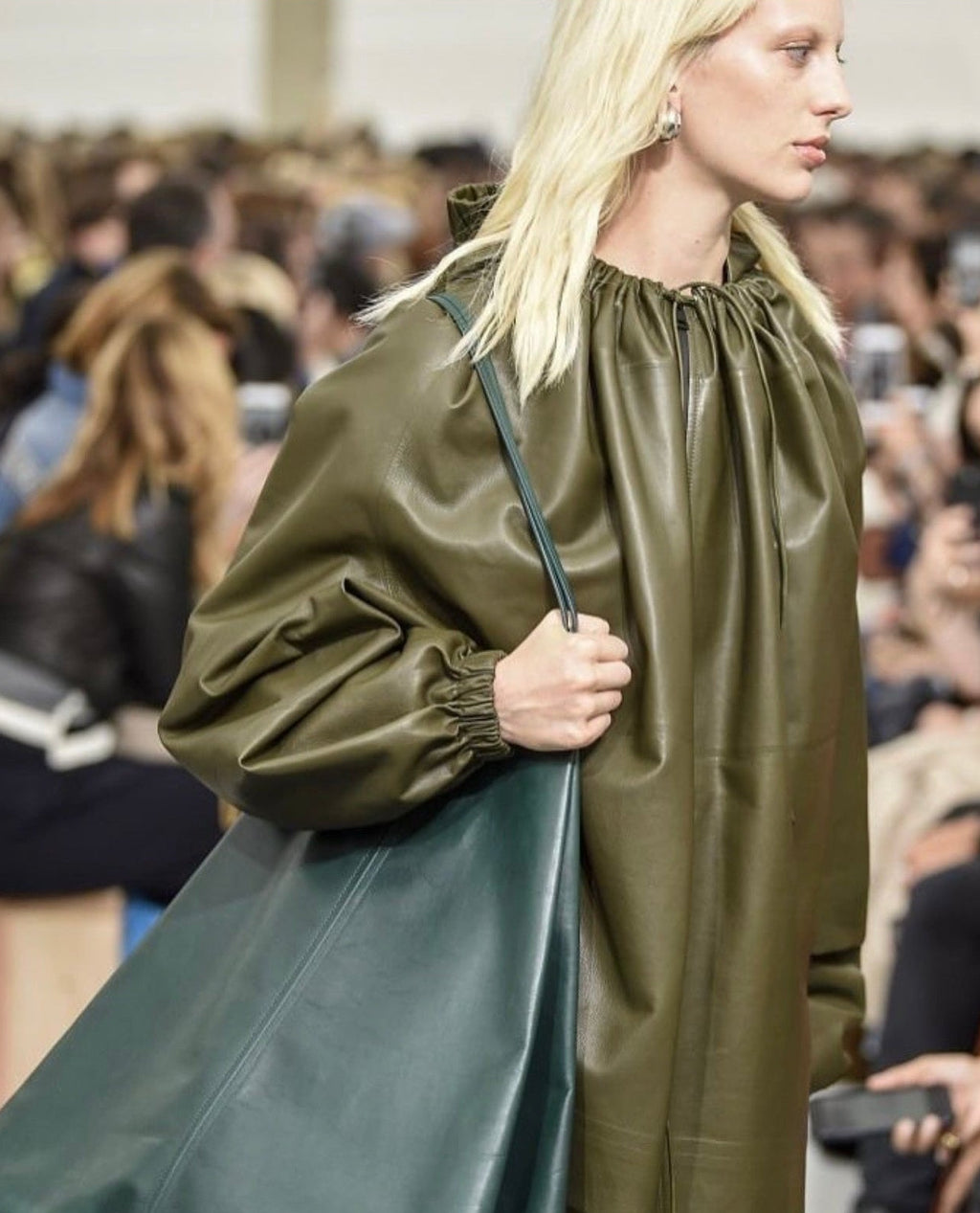 Hooded Leather Cape Jacket