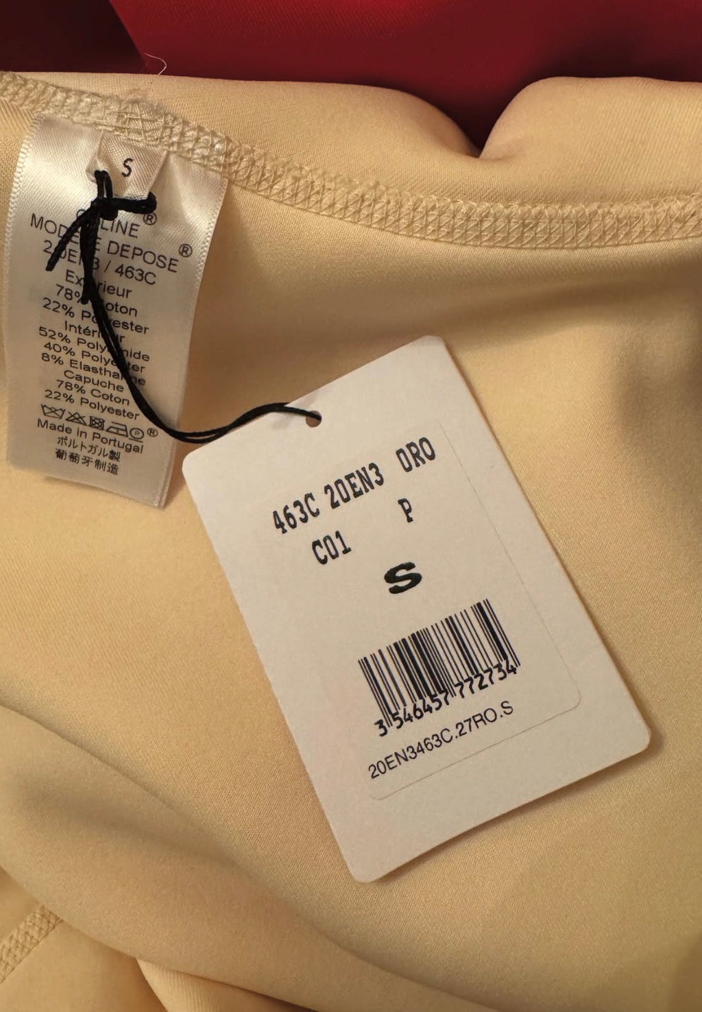 Architectural Cocoon Hoodie Sweatshirt in Two Tone Red and Ecru