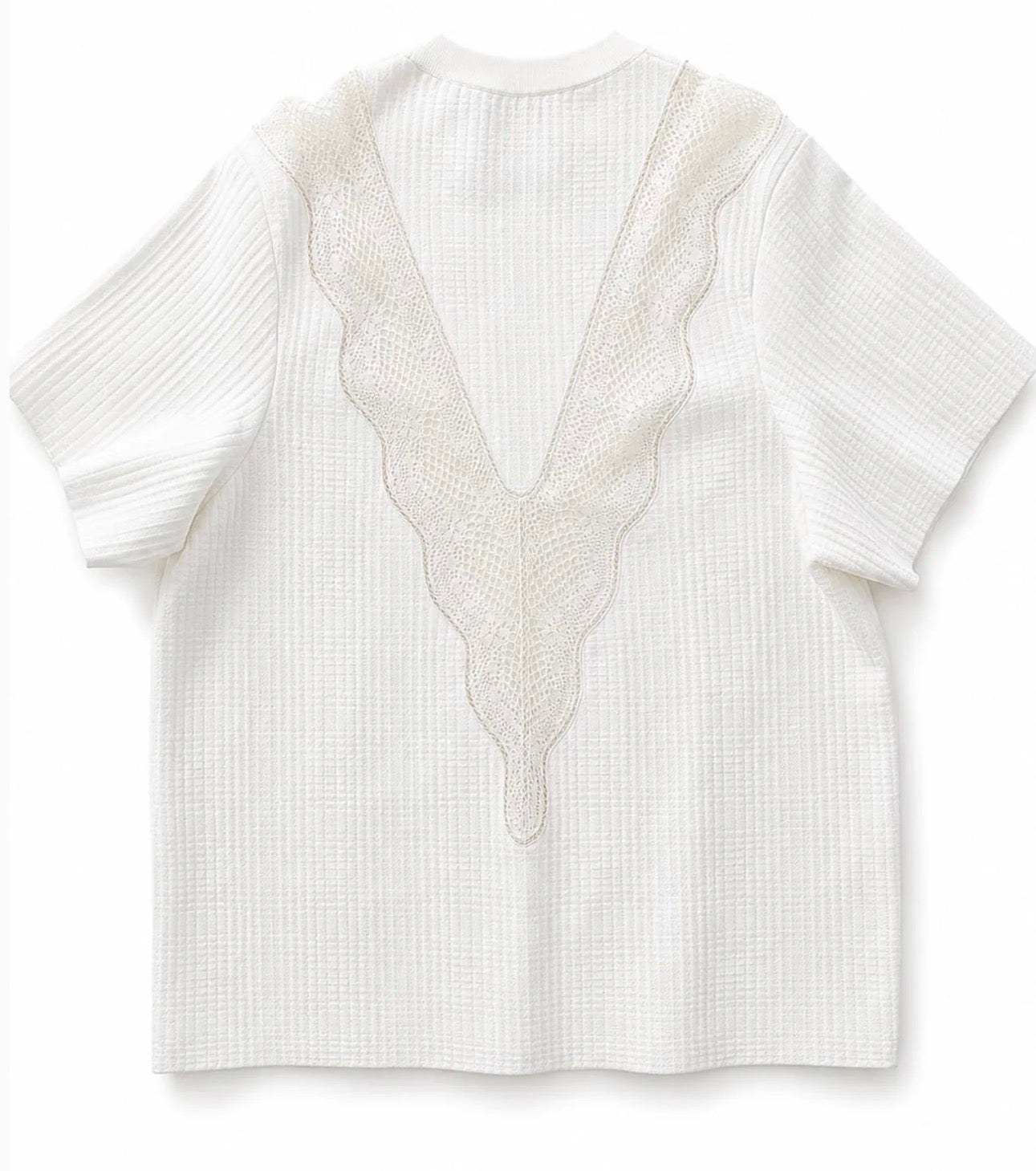 The White Lace Details Crochet Polo Top