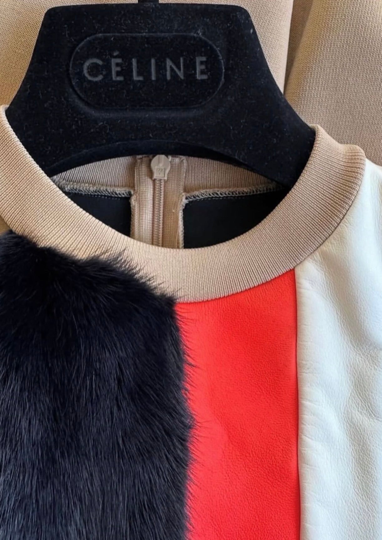 Ad Campaign Leather and Mink Details Sweater