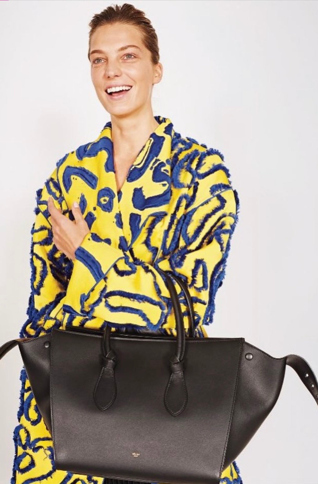 Ad Campaign Yellow & Blue Fil Coupe Coat