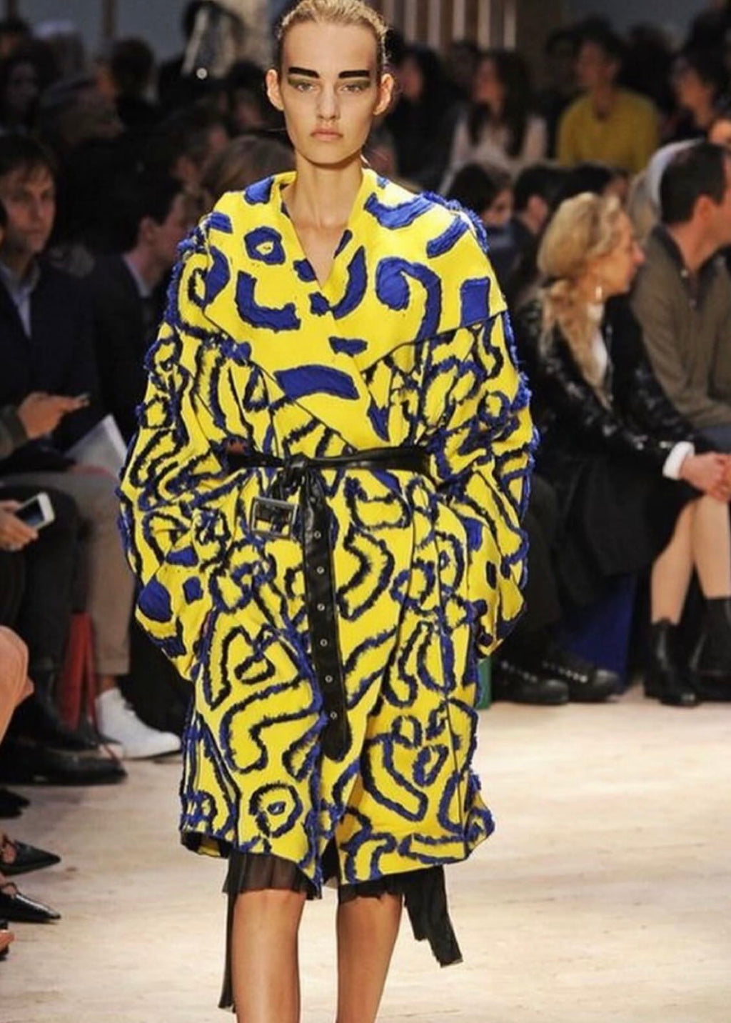 Ad Campaign Yellow & Blue Fil Coupe Coat