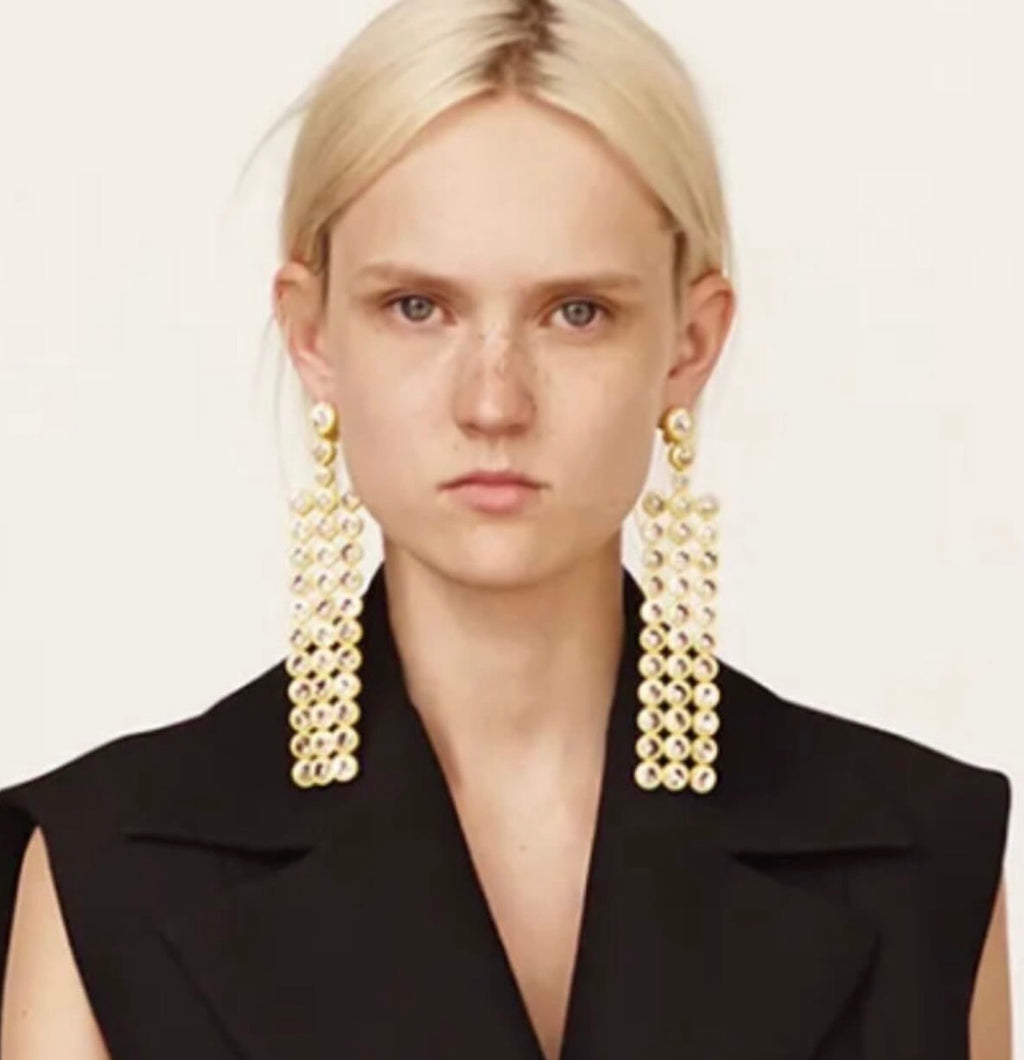 The Riviere Crystal Yellow Painted Aluminium and Strass Earrings