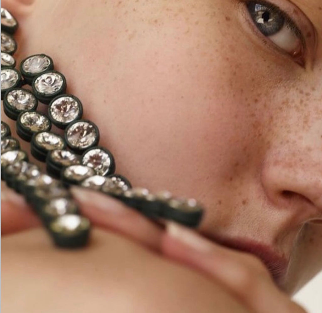 The Riviere Crystal Yellow Painted Aluminium and Strass Earrings