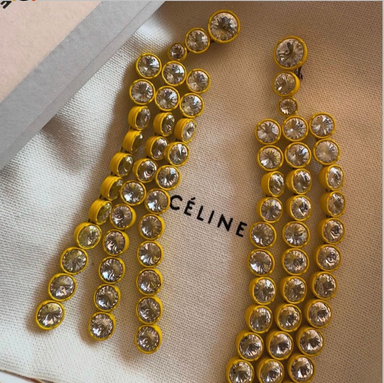 The Riviere Crystal Yellow Painted Aluminium and Strass Earrings