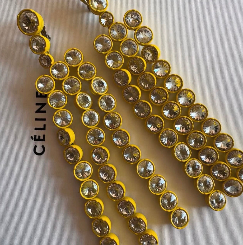 The Riviere Crystal Yellow Painted Aluminium and Strass Earrings