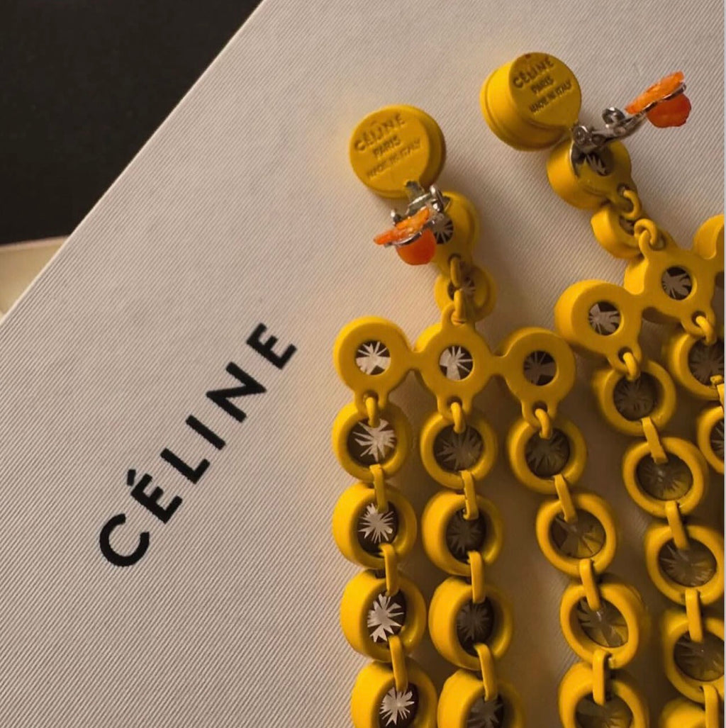 The Riviere Crystal Yellow Painted Aluminium and Strass Earrings