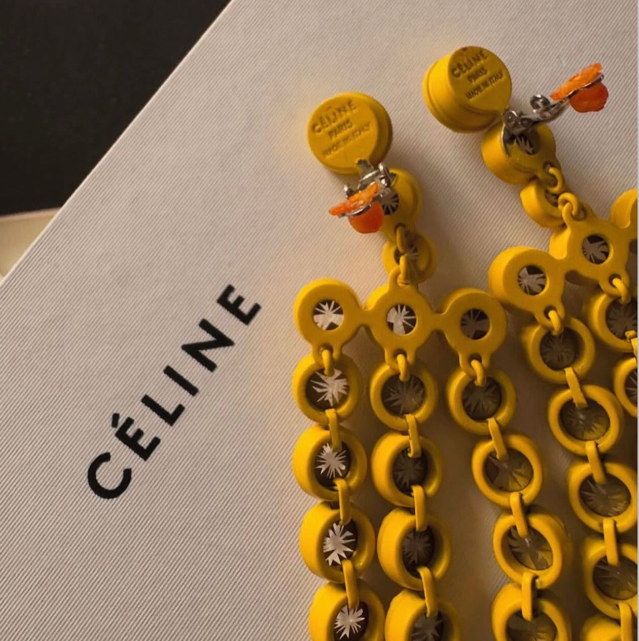 The Riviere Crystal Yellow Painted Aluminium and Strass Earrings