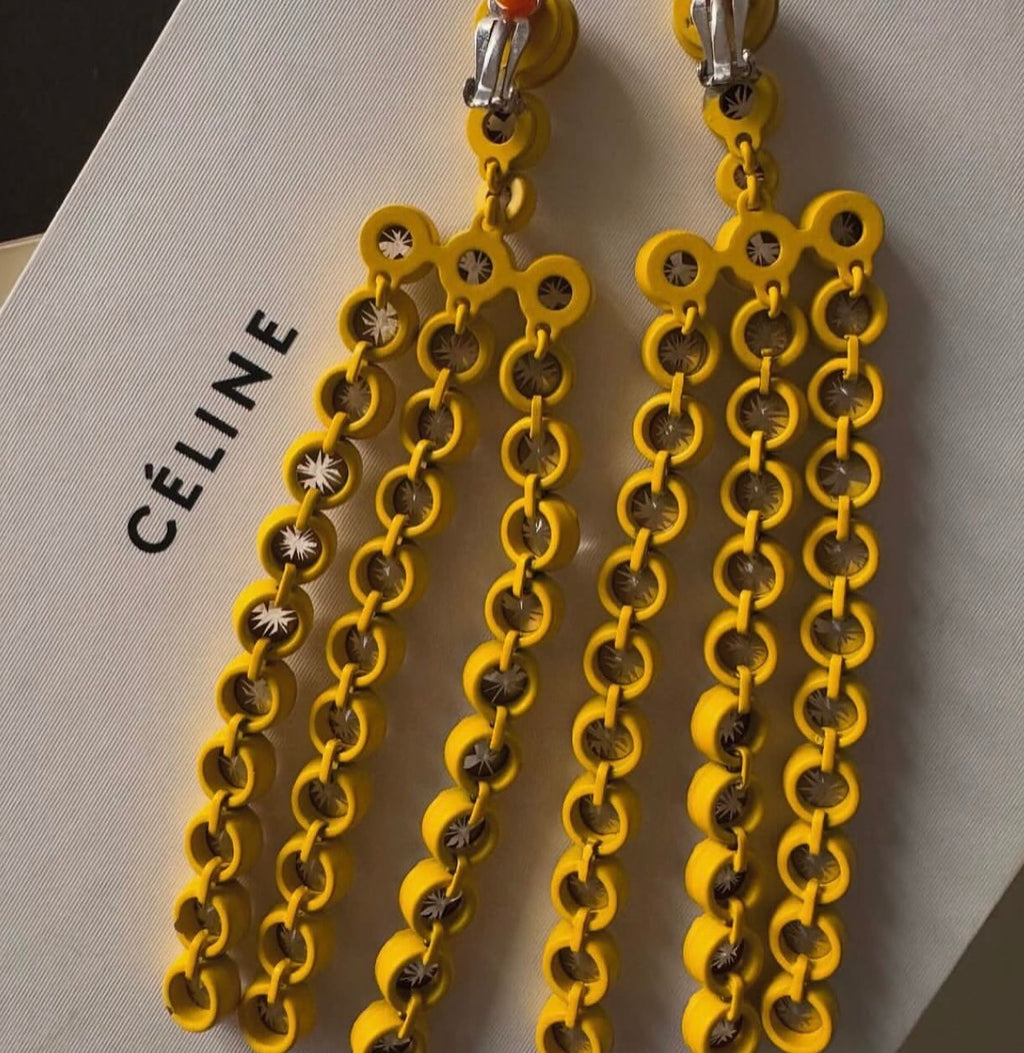 The Riviere Crystal Yellow Painted Aluminium and Strass Earrings