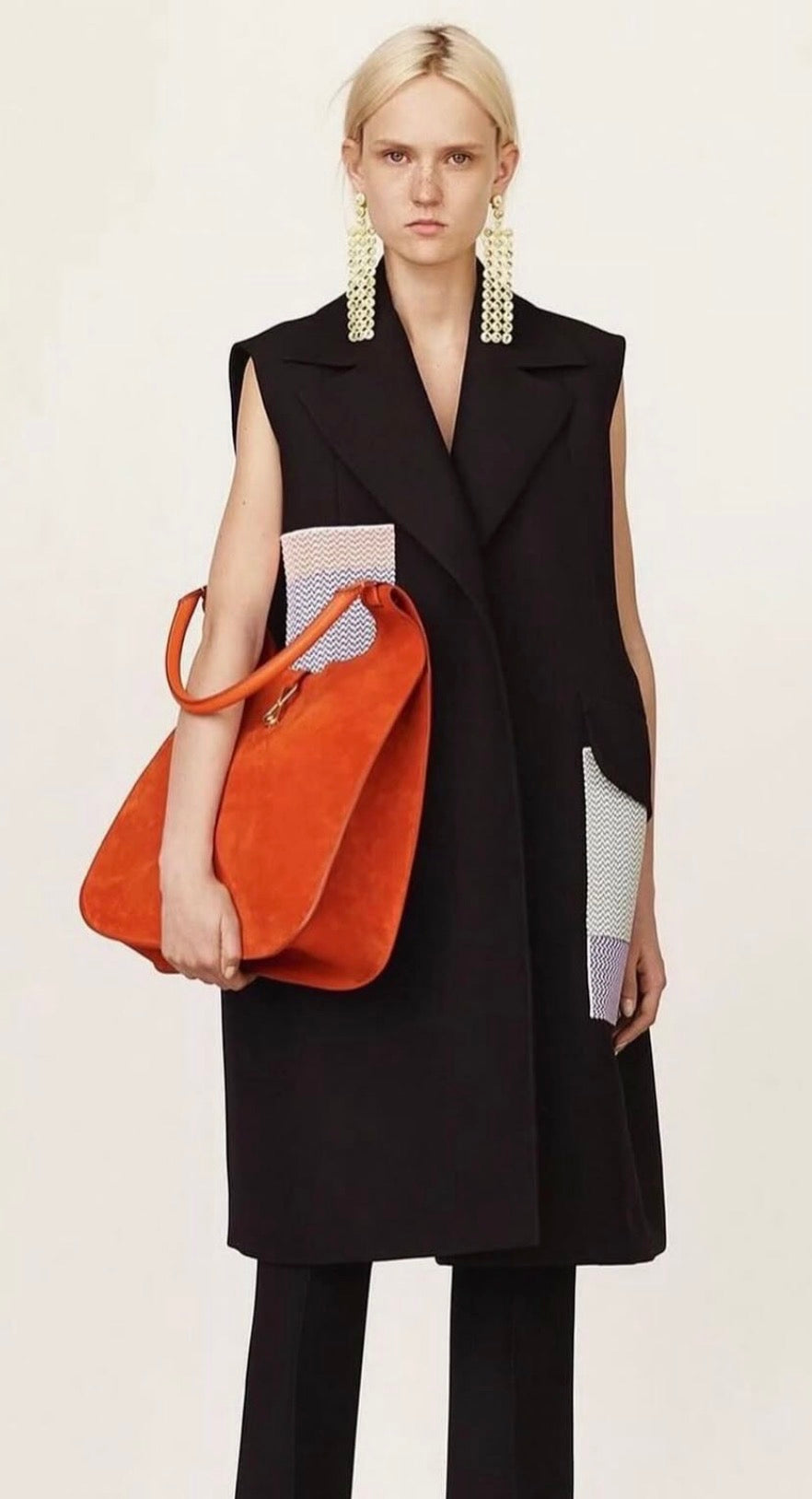 Sleeveless Coat with Jacquard Wool Patches