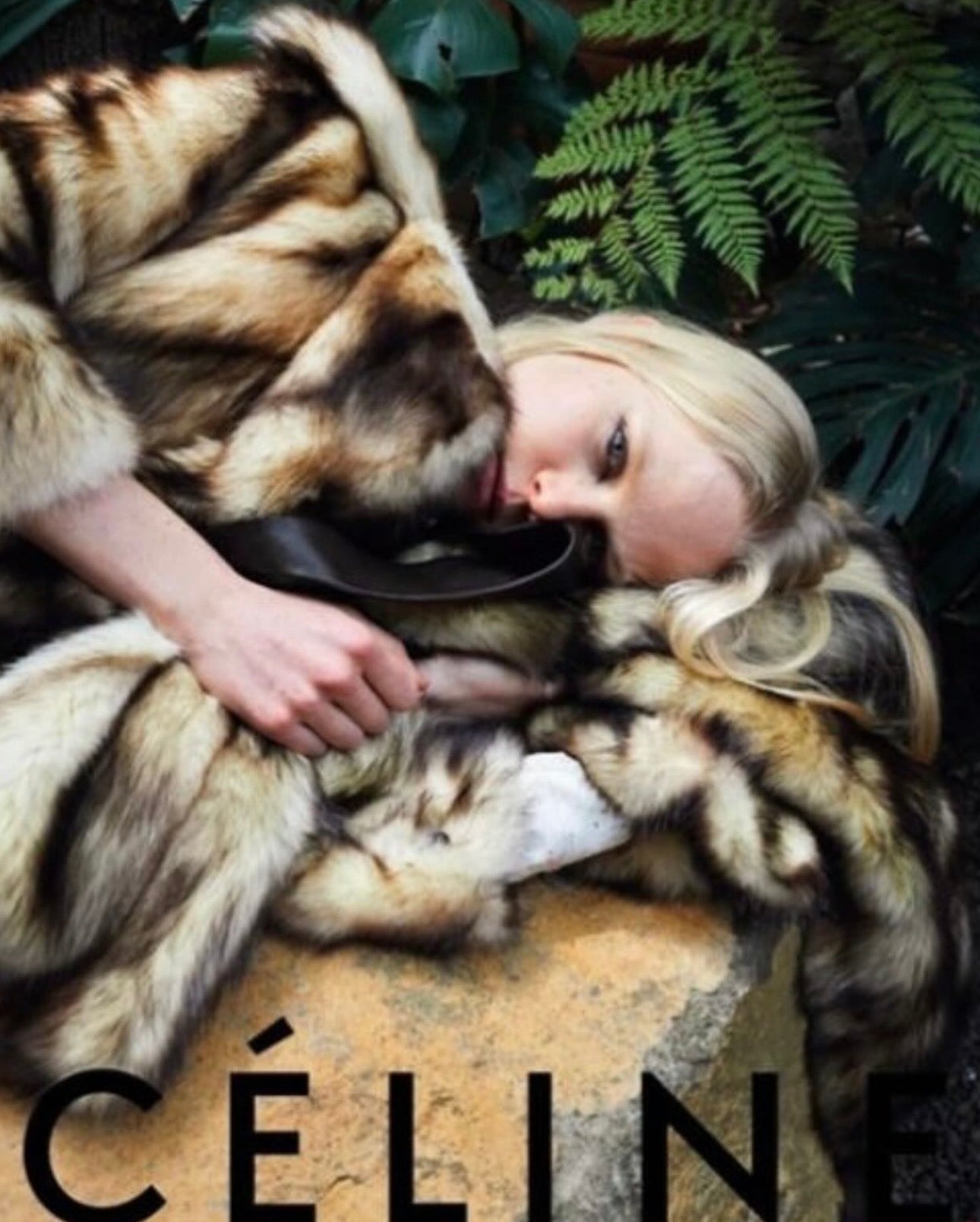 Natural Fitch Fur Coat with Map Print Lining