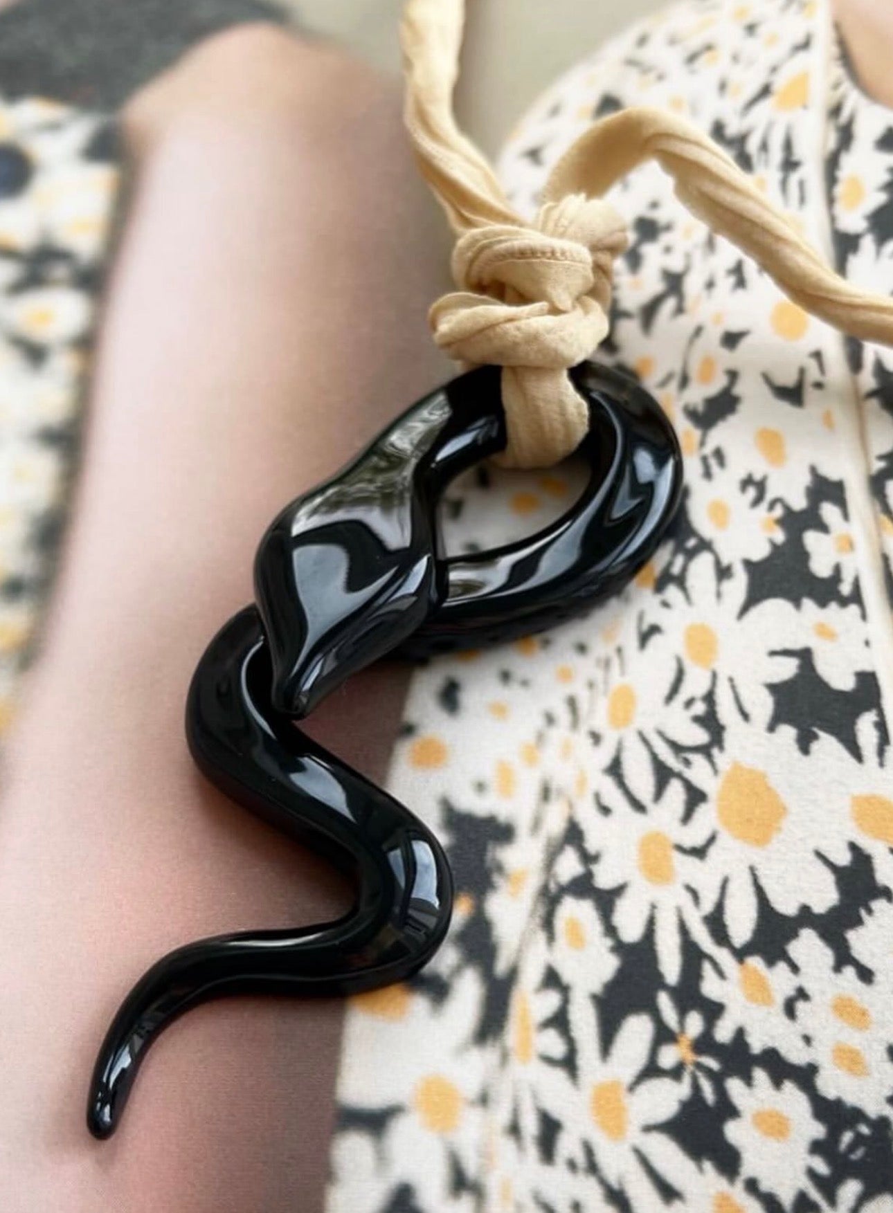 Serpent Pendant on Silk Twisted Chain