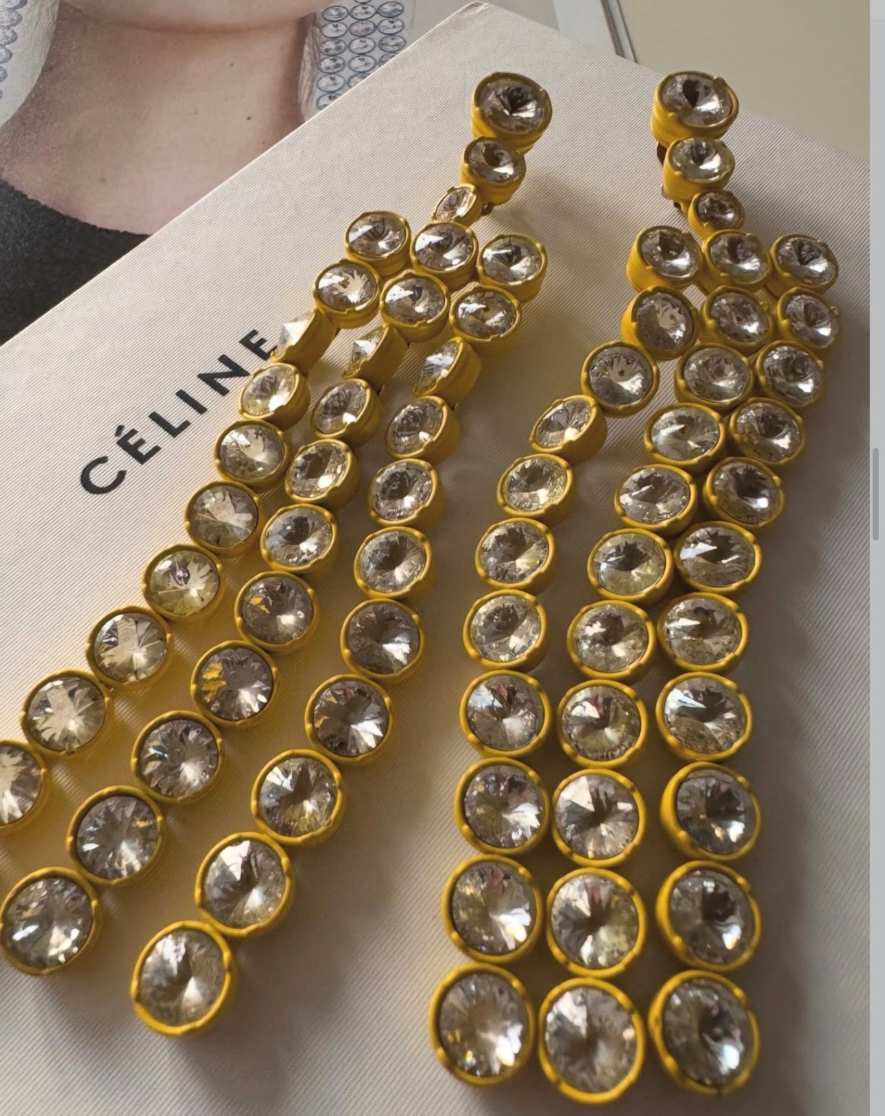 The Riviere Crystal Yellow Painted Aluminium and Strass Earrings