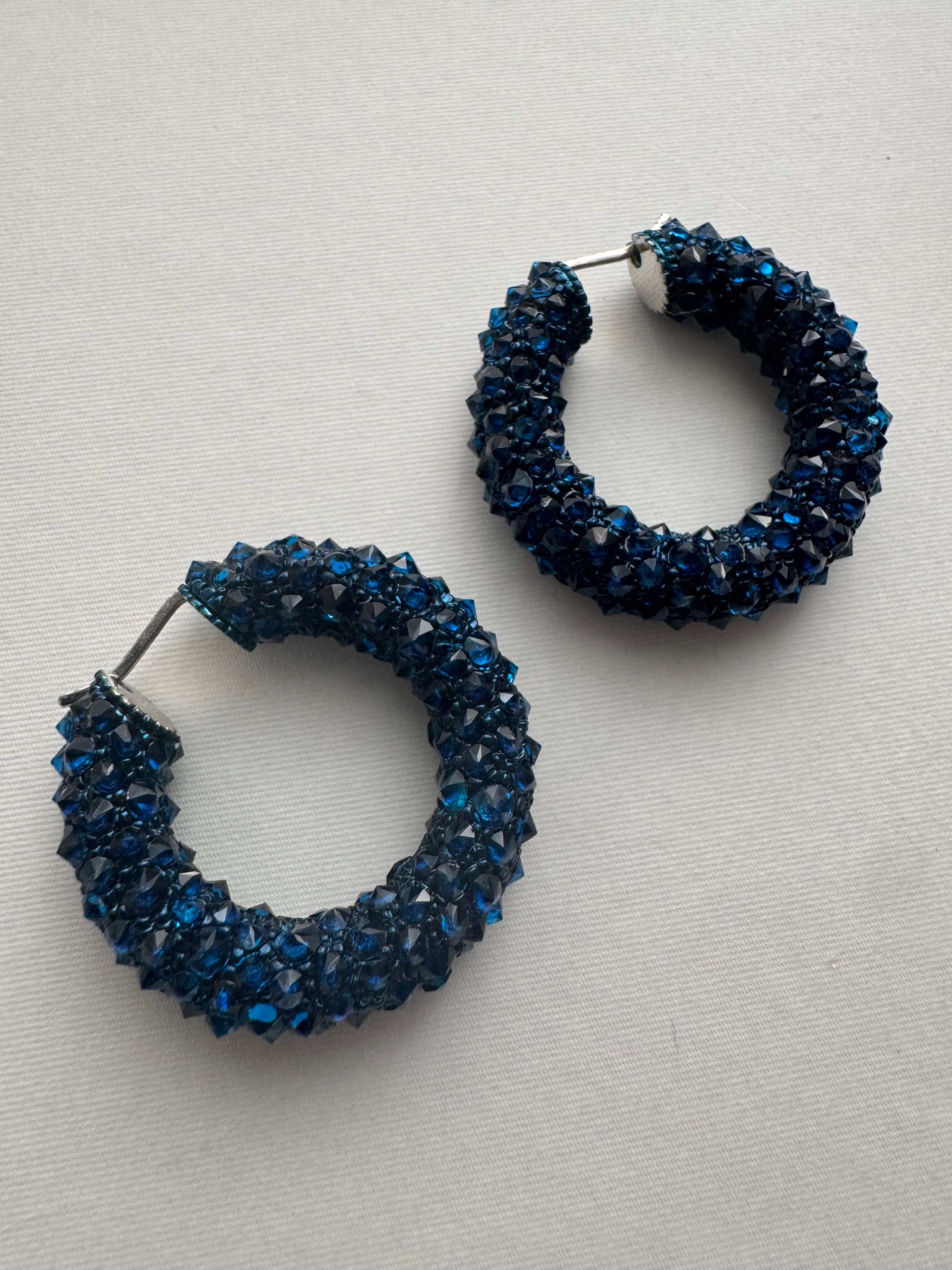 The Dark Blue Crystal Hoops