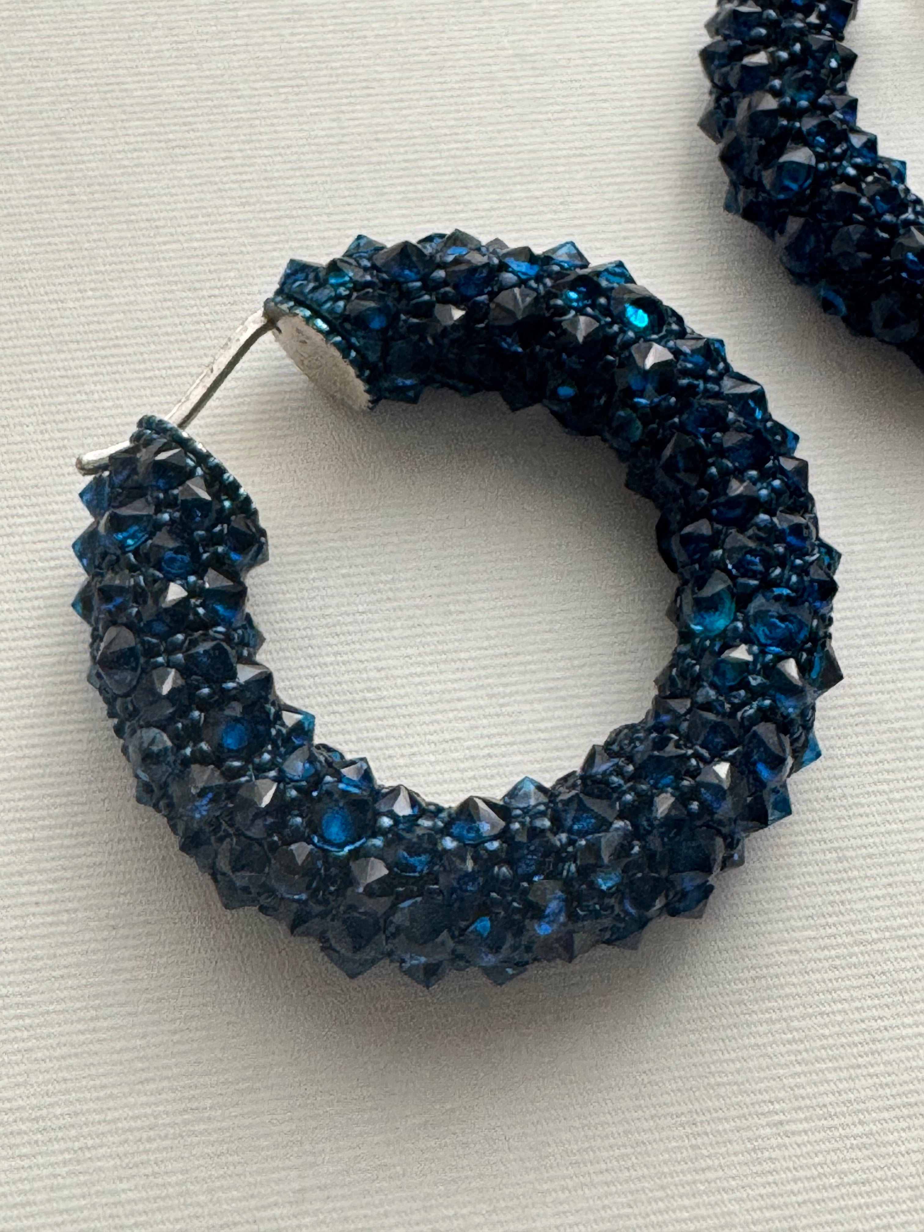 The Dark Blue Crystal Hoops