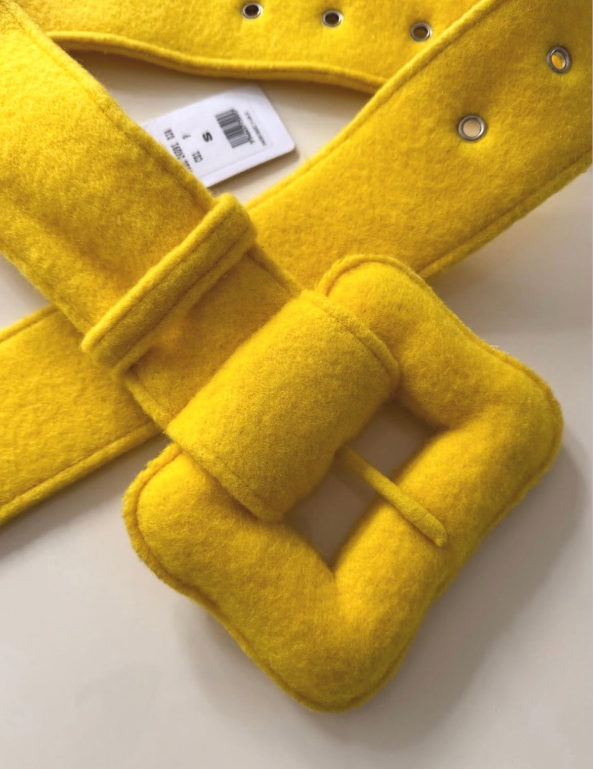 The Double Face Oversized Wool Belt in Yellow