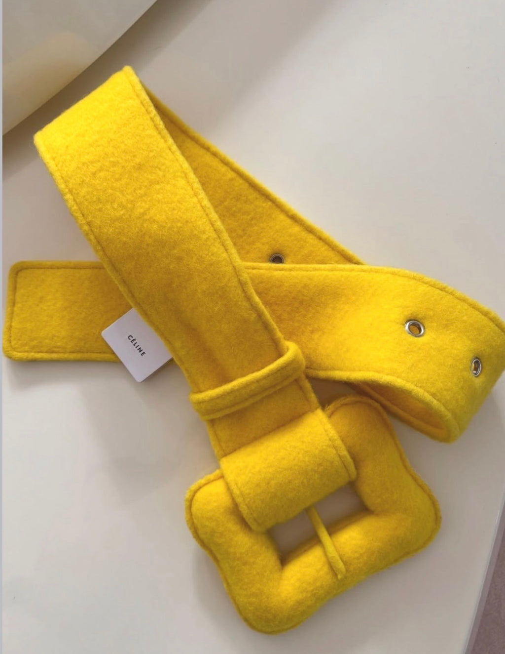 The Double Face Oversized Wool Belt in Yellow