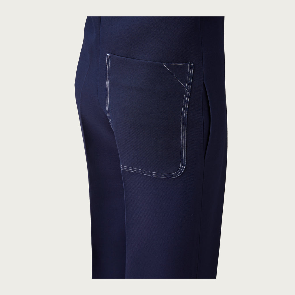 The V Neck Jumpsuit In Ink Wool Crepe