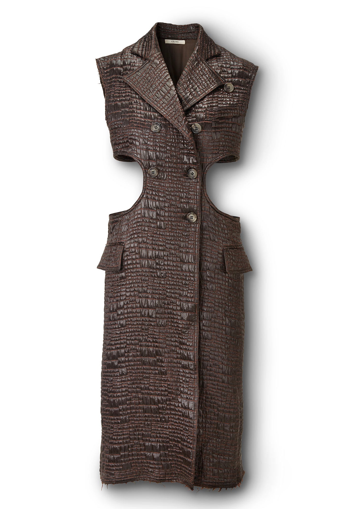 Croc Effect Twisted Cut Cout Coat Flatlay