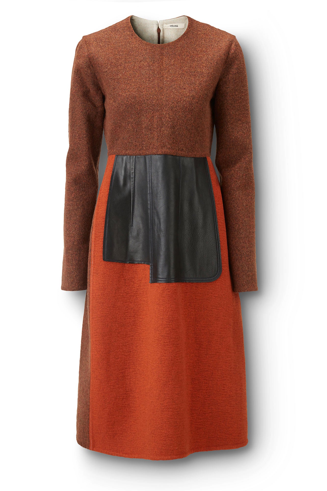 Leather Patched Dress Wool Dress Flatlay