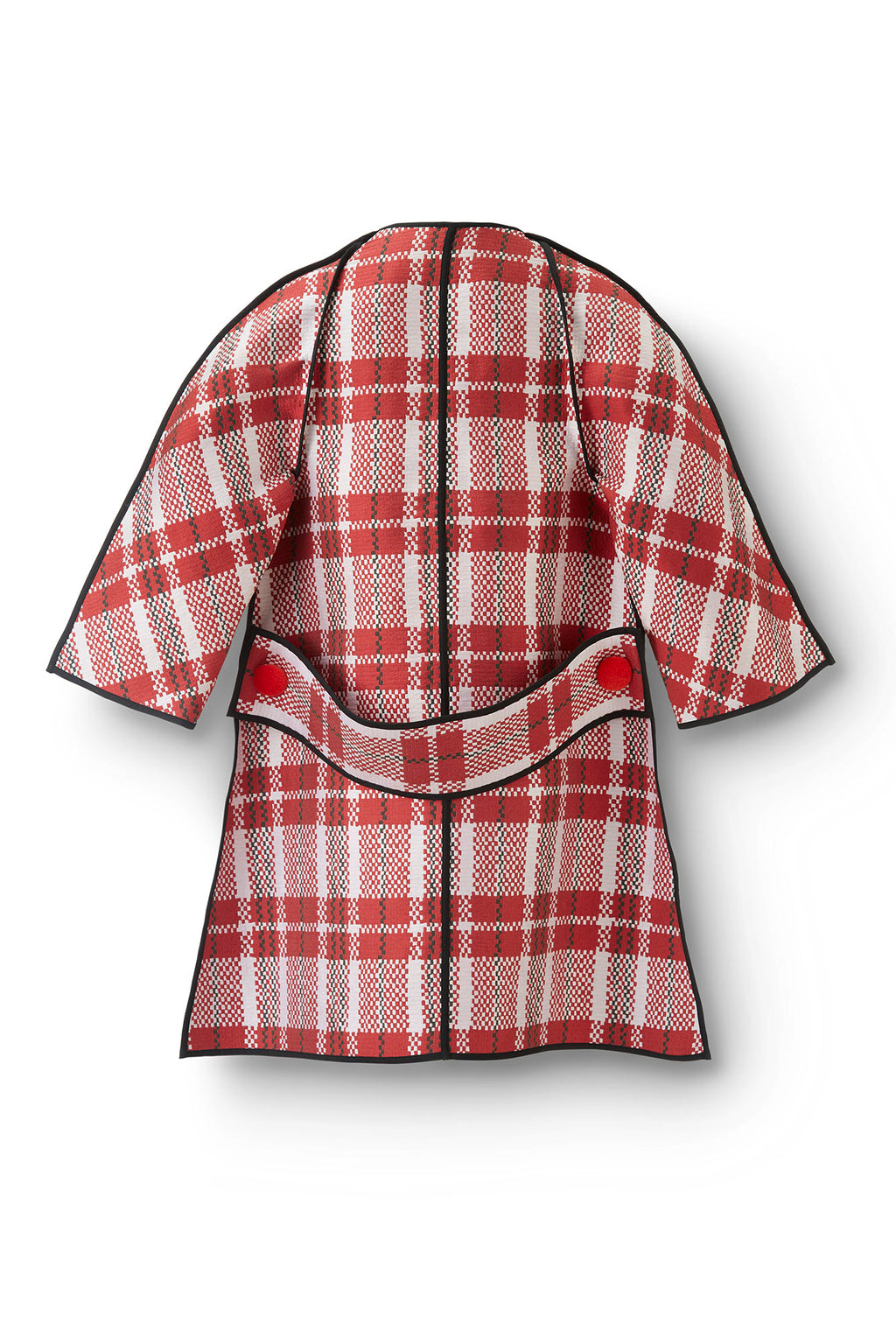 The Museum Coat - Plaid Check Woven Coat with Mink Buttons Flatlay
