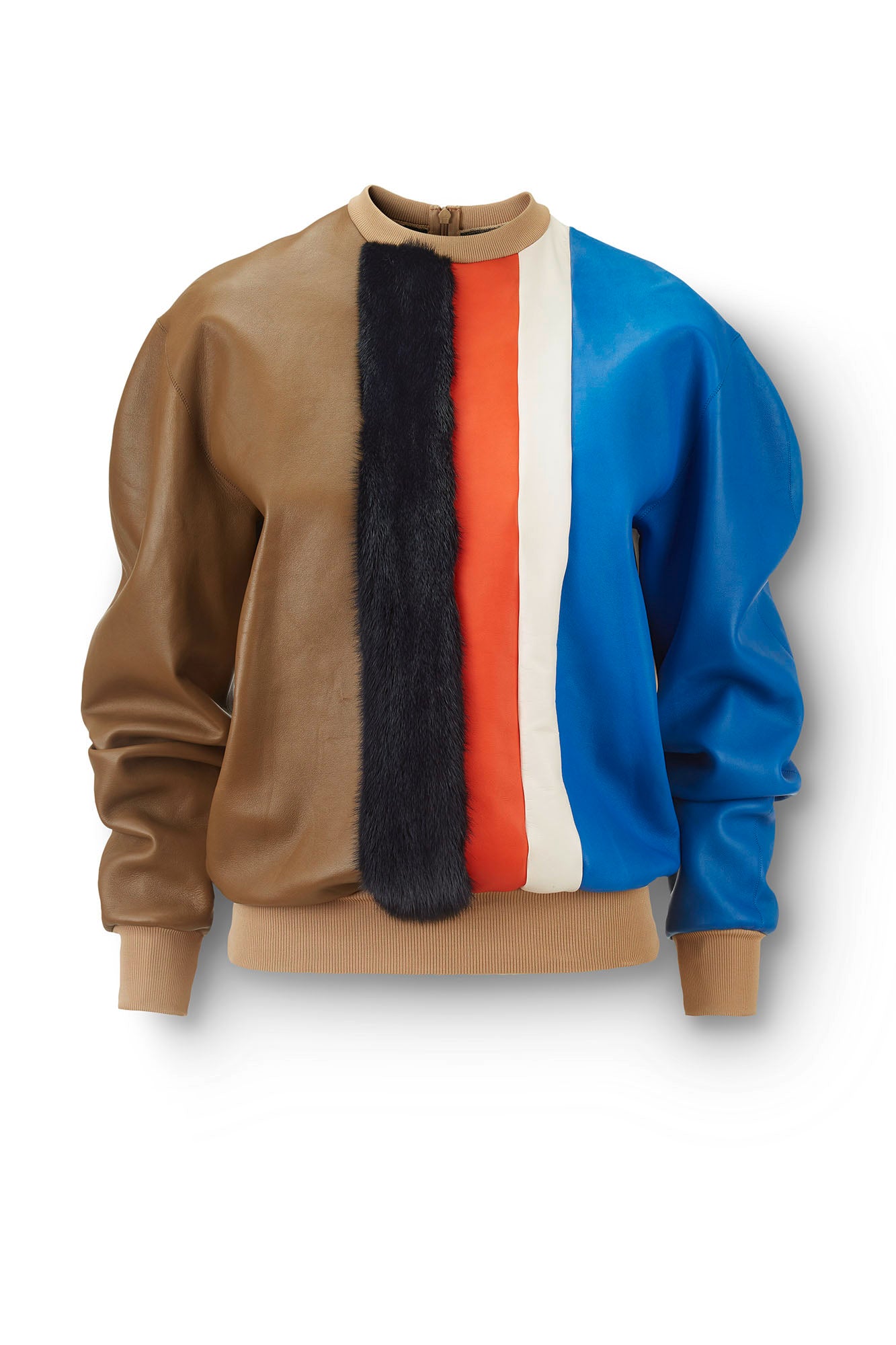 Ad Campaign Leather and Mink Details Sweater Flatlay