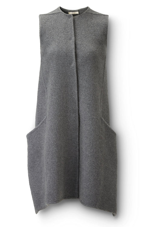 Cashmere Gilet Dress in Charcoal Flatlay